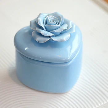 

Aqumotic Small Ceramic Box 1pc Message In A Bottle Heart-shaped Decorative Box Valentine's Day Present New Wedding Container Jar