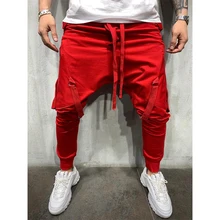 Hot Men's Sweatpants Hip Hop Track Pants StreetWear Drawstring Sweatpants Male Plus Size 3xl Harem Trousers 5 Colors men pants contrast panel drawstring sweatpants