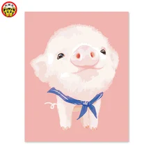 Картина по номерам художественная краска по номеру Diy домашний декор Рисование маслом Ручная роспись фото интересный маленький розовый поросенок