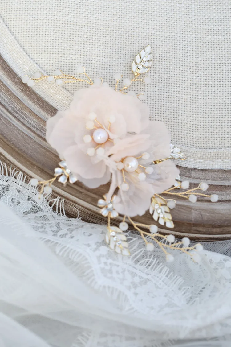 Rosebridalpark розовый цветок невесты Заколки для волос Свадебные Стразы опал листья заколки, аксессуары ювелирные украшения Свадебные украшения для волос шпильки 2 шт. u180