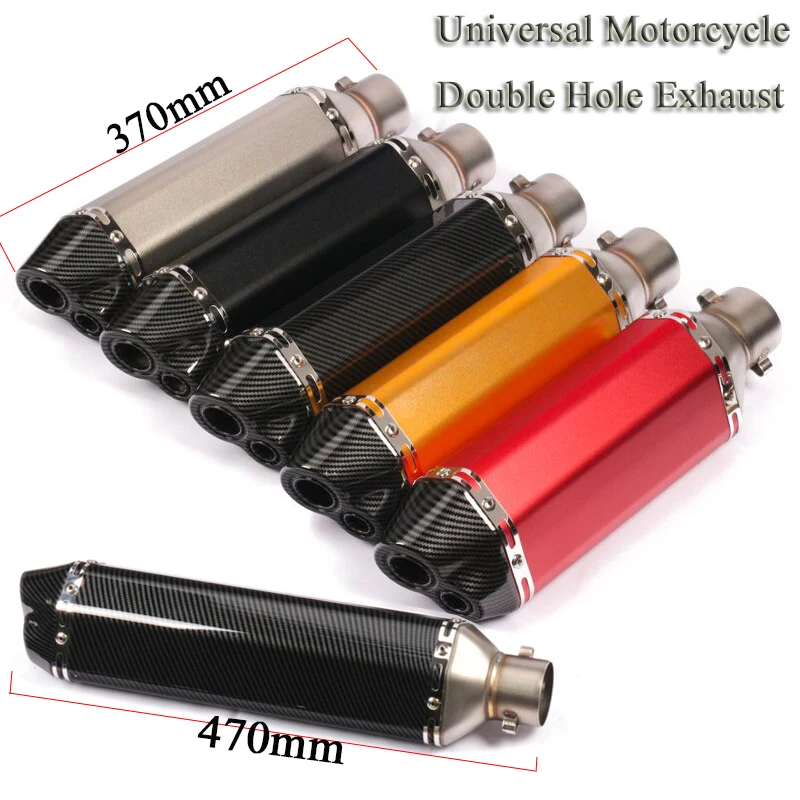 

470mm Motorcycle 2 Holes Exhaust Pipe Escape Modified Universal Motorbike Muffler DB Killer For Ninja 300 ATV Dirt Bike TMAX 530