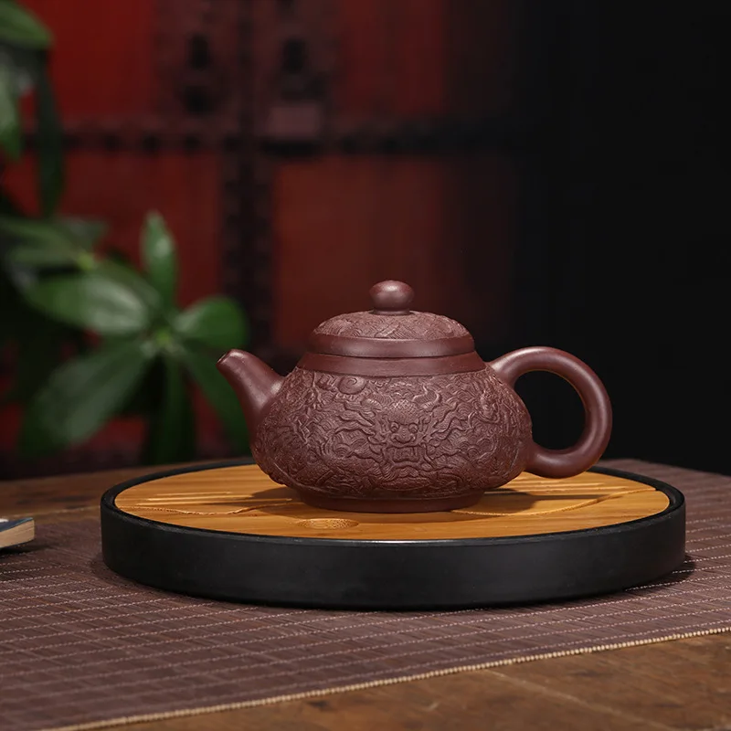 

Pure Manual Raw Ore Purple Ink For Imprinting Of Seals Dark-red Enameled Pottery Teapot Relief Jade Milk Teapot Micro Shop