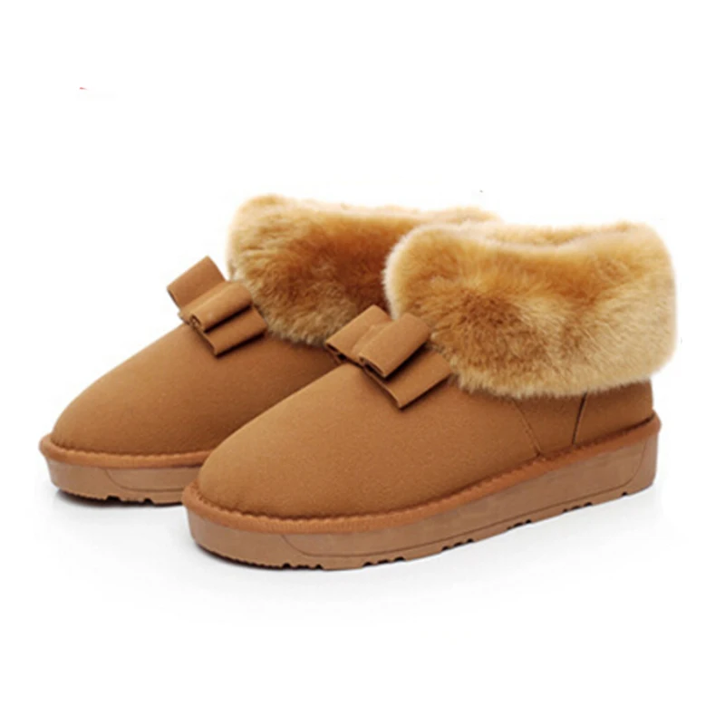 

2016 new women shoes autumn and winter snow boots warm boots slip bow cotton boots plush women's boots botas mujer z255