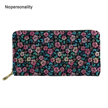 

Nopersonality Tropical Hibiscus Print Leather Wallets for Women Long Female Ladies Credit Card Holders Zipper Clutch Purse