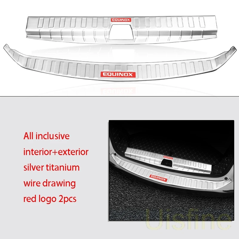 Задняя защитная накладка для багажника из нержавеющей стали защита порога доска устойчивый к царапинам цветок для Chevrolet Equinox - Цвет: silver red logo