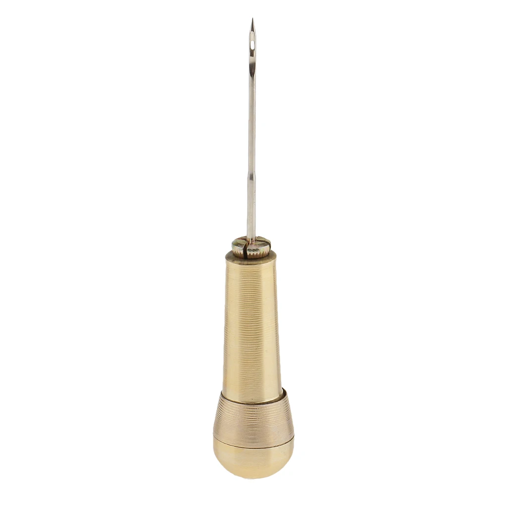 3 Needles Straight Needle Curved hook needle Copper Handle Sewing Awl Hand Stitcher Shoe Repairing Sewing Tool