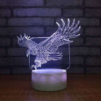 

Creative Eagle Colorful Led 3d Night Personality Bursting Pattern Base Usb 3d Lamp Gift Special Vision Small Led Night Light