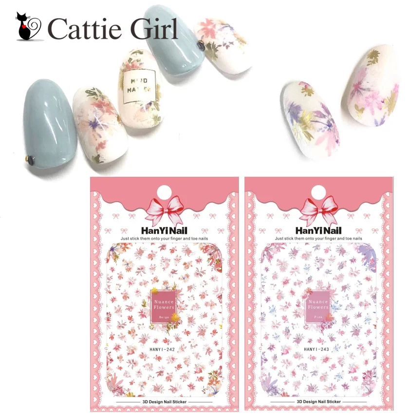 

1 Sheet Flower 3D Nail Art Transfer Stickers Nail Designs Dried Japanese Nail Accessories for Nail Decorations