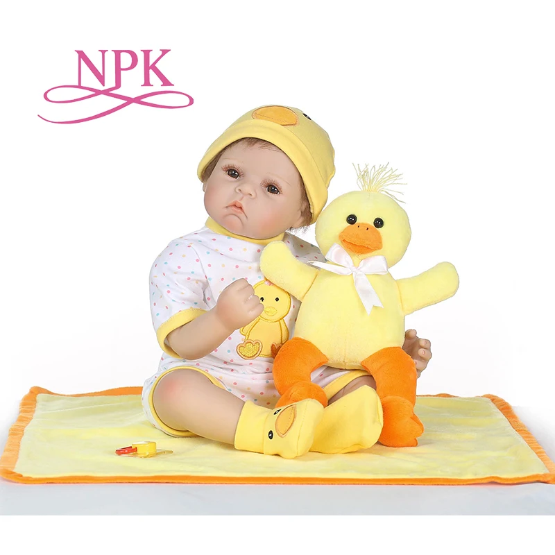 

NPK 18" bebe gift doll reborn Silicone Reborn babies With Cotton Body Dressed in Nice Sweater Lifelike newborn babies girls toys