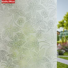 Five-petal flower pattern without glue electrostatic film anti-mildew anti-UV glass film living room bedroom bathroom door film