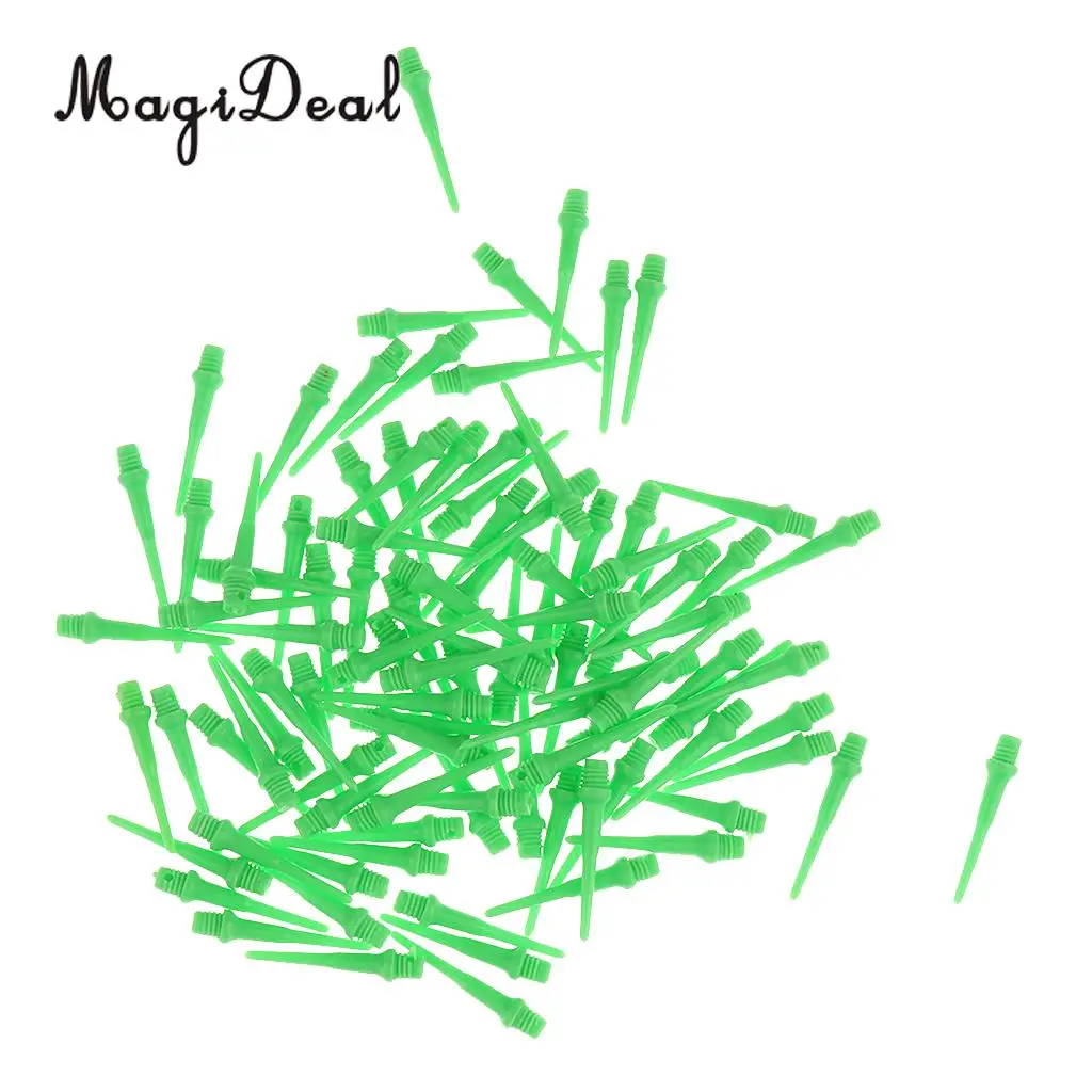 MagiDeal 100 Pieces Dart Soft Tips Points 2BA Standard Darts Needle Green