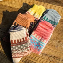 5 пар/лот, новые женские носки из кроличьей шерсти, ретро женские шерстяные носки, осенние и зимние шерстяные носки, женские носки