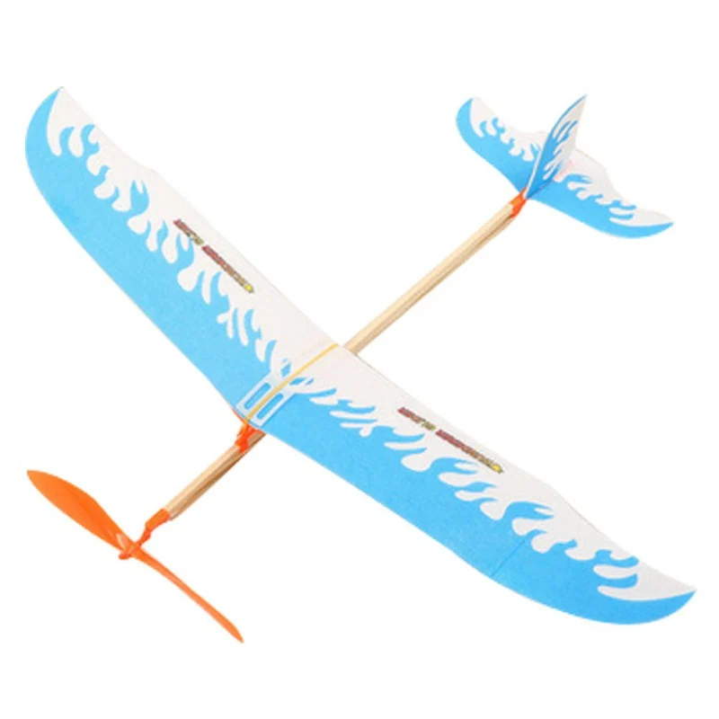 

Flying Mini Elastic Rubber Band Powered DIY Foam Plane Model Kit Aircraft Educational Toy random colors