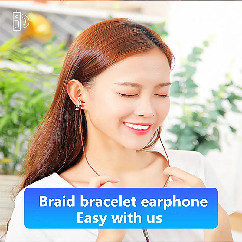The New 3 5mm Fashionable Braided Hand Cord Bracelet Earphone Heavy Bass Game Earphone Is Suitable for All Intelligent Products