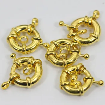 

Fashion Gold/New Spring Ring Clasps Wholesale 100pcs/lot 15MM Jewelry Clasps Fit 1-3 Holes Jewelry Free Shipping JC016