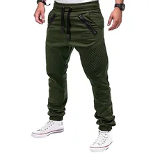 Heflashor Брендовые мужские повседневные штаны для бега, одноцветные штаны с несколькими карманами на шнурке, спортивные штаны, осенние штаны на молнии 3XL