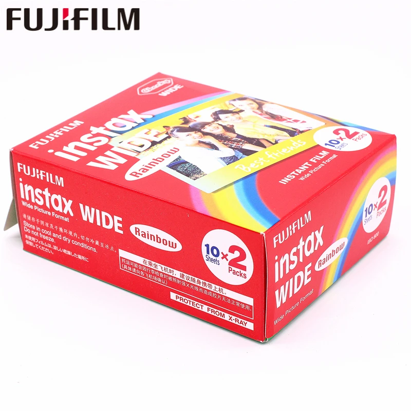 Подлинная 40 листов Fujifilm Instax Wide цвета радуги пленка для Fuji Instant фотобумага Камера 300/200/210/100/500AF