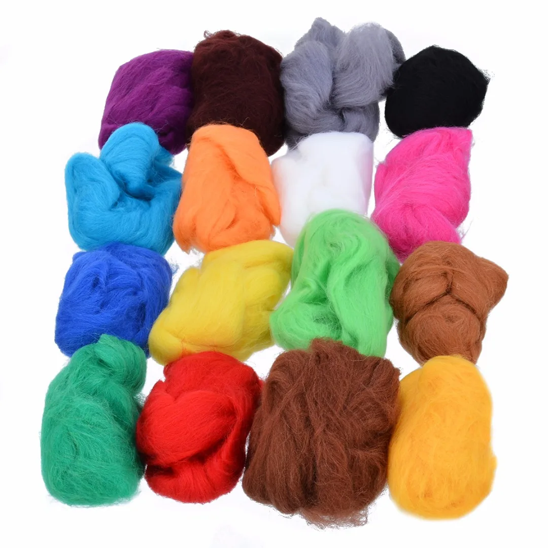 20 Colors 100g Wool + Needles Felt Tool Needle Felting Mat Starter Kit Durable DIY Art Handwork Craft Set