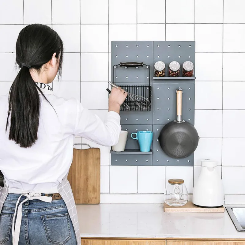 

2019 plastic hole board storage houses the living room kitchen bedroom shelf wall organizer Hanger Rack Decor Holder DIY Design
