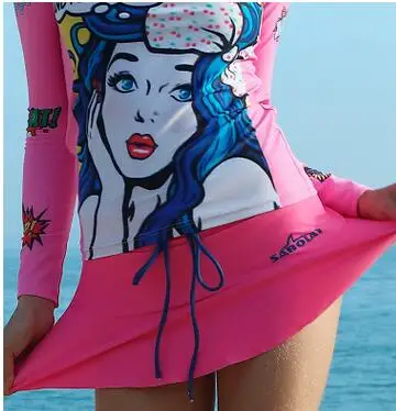 SABOLAY женская рашгард рубашки Защита от солнца; серфинг быстросохнущая одежда костюм юбка женская пляжная одежда костюм Защита Медузы солнце - Цвет: skirt