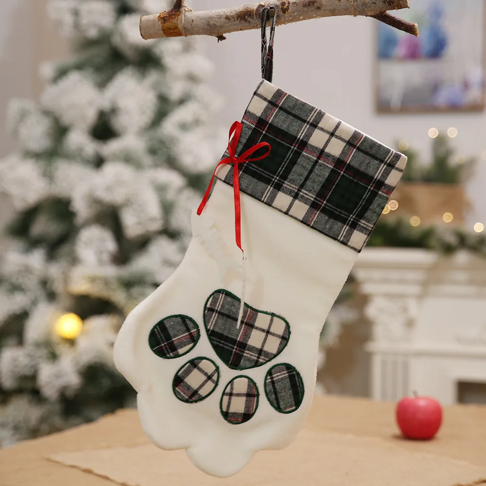 Оригинальность лапы собаки Merry Christmas Tree Чулки украшения дома аксессуары носки подарок мешок Decoracao Para Casa Органайзер