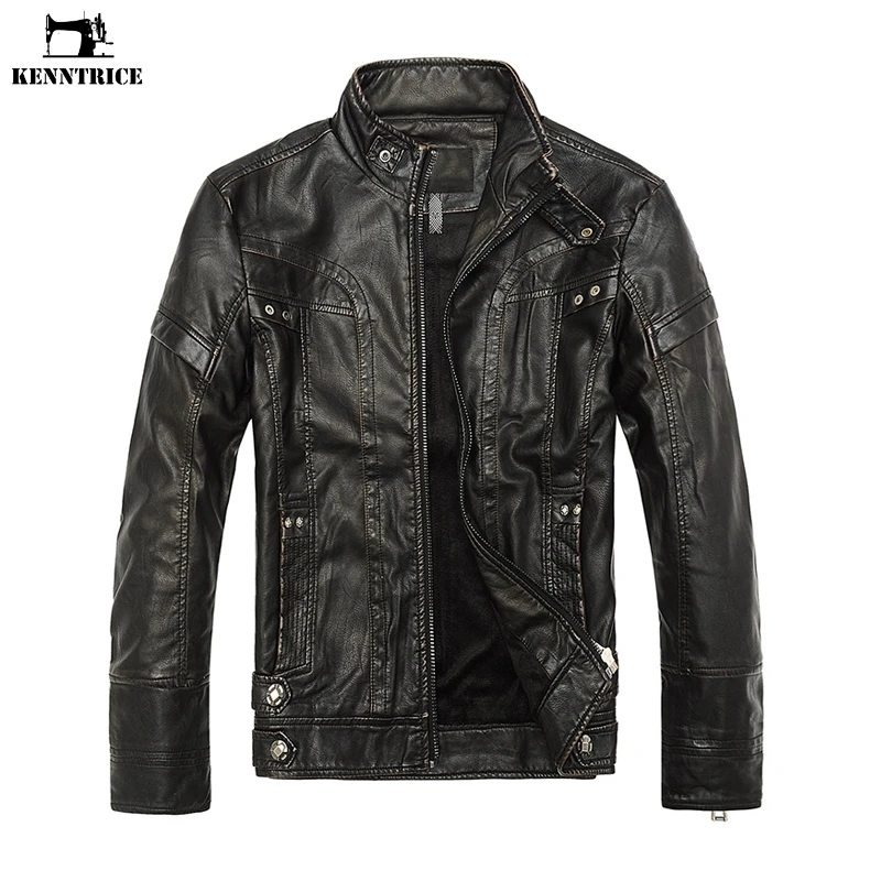 

Kenntrice Autumn PU Leather Jacket Mens Sheepskin Coat Brand Male Winter Faux Leather Jackets Fur Men Motorcycle Coats
