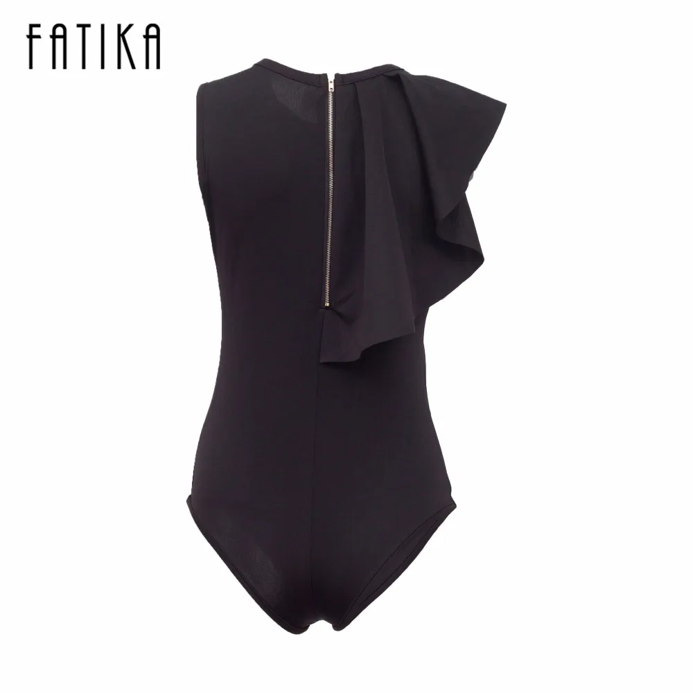 FATIKA 2017 Summer New Bodysuit Women Sexy Jumpsuit Romper Black White Long Sleeve Draped Bodycon Playsuit Elegant Body Top FATIKA 2017 Summer New Bodysuit Women Sexy Jumpsuit Romper Black White Long Sleeve Draped Bodycon Playsuit Elegant Body Top