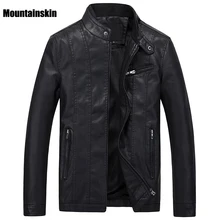 Мужская куртка из искусственной кожи, Зимние флисовые мотоциклетные кожаные куртки, мужская одежда со стоячим воротником, мужская куртка, приталенная, модная, SA130