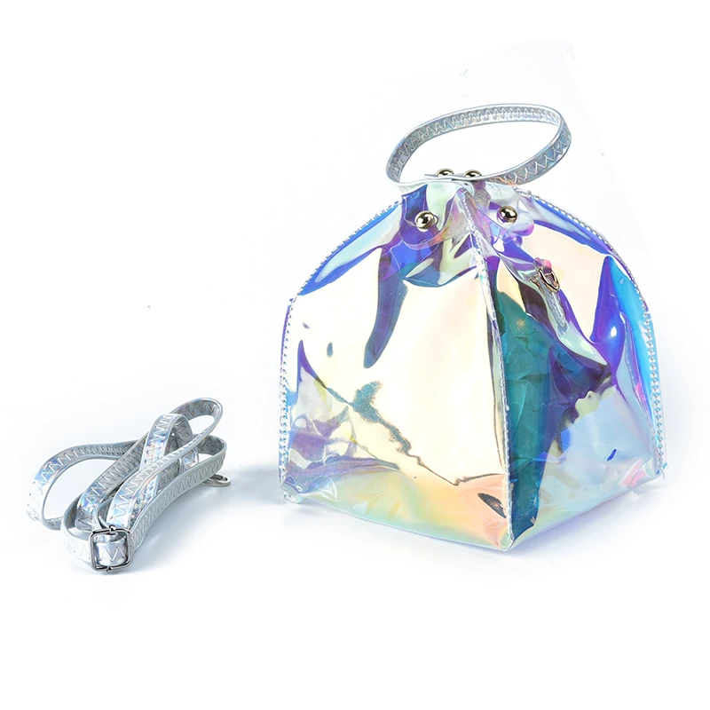 Hologram Laser Crossbody Chain Bag Triangle Wristlets Handbags Ladies Girl PVC Transparent Chain Shoulder Messenger Bag