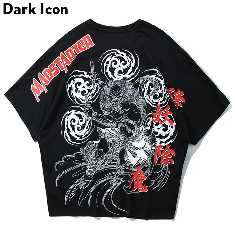 

Dark Icon Batwing Sleeve Short Sleeved Hip Hop Tshirt Men Crew Neck Printed Street T-shirts Oversized Men's Tee Shirts