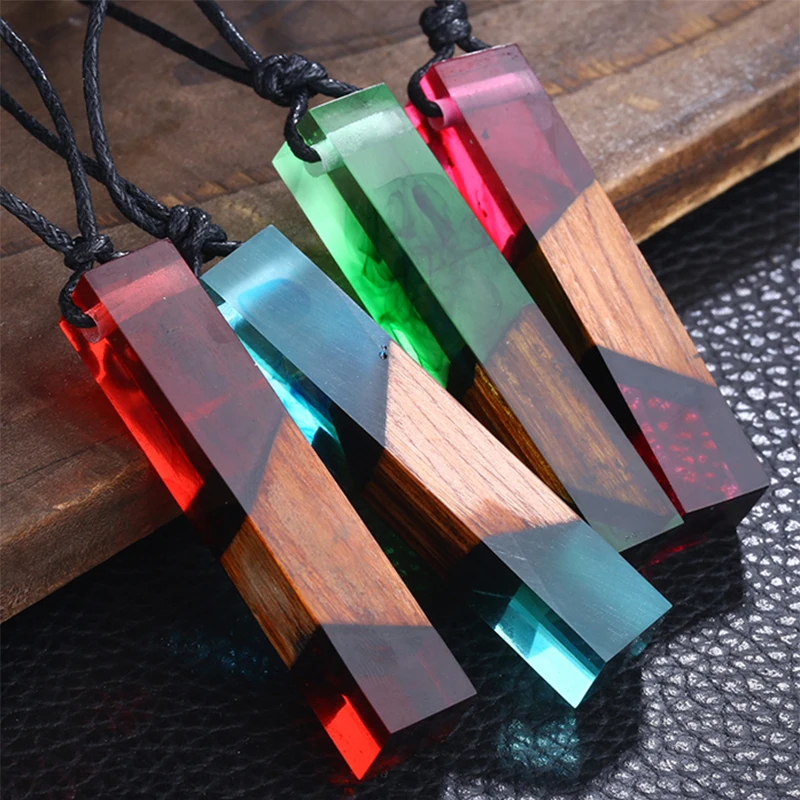 

Fashion Long Necklaces Women 100% Handmade Wood Resin Statement Necklaces For Women Wooden Long Necklace Male Jewelry Gifts R4