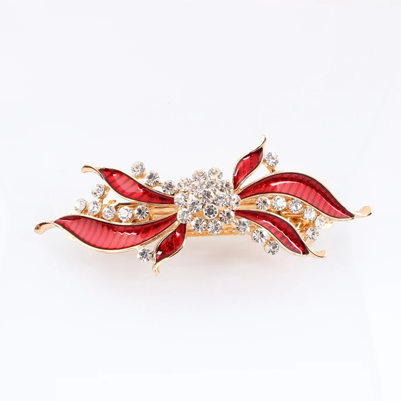 Christmas gift hair clips rhinestone Golden plated Fashion jewelry