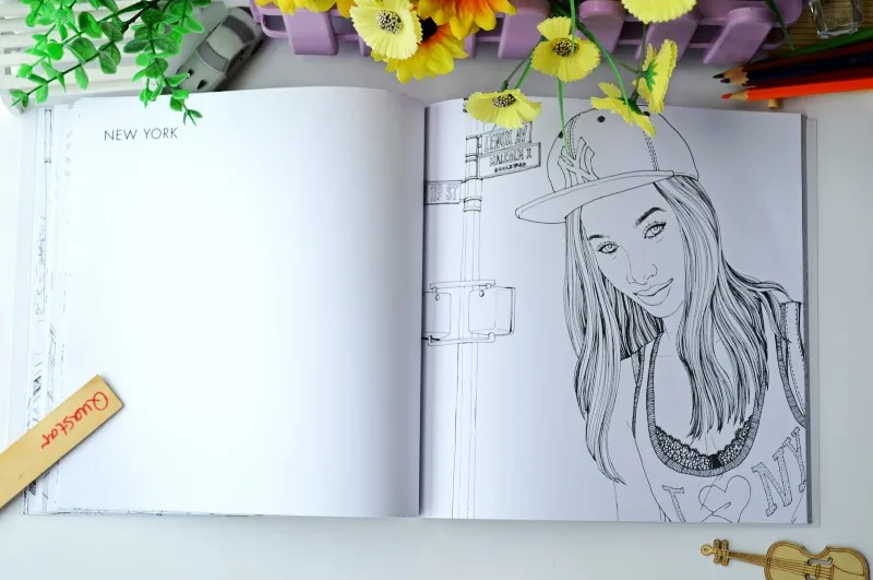 Модный вид раскрасок для взрослых детей девочек антистрессовое искусство Рисование Живопись секретный сад раскраска книга Libros