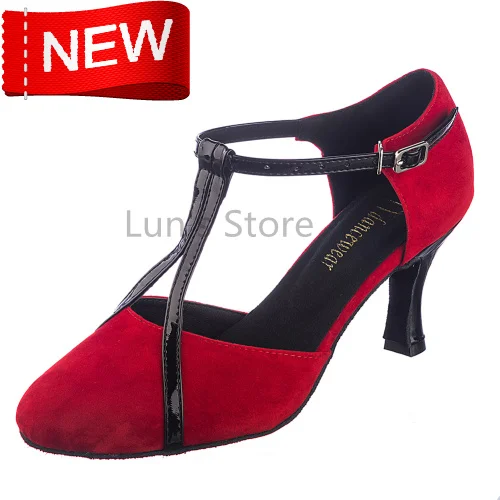 New Free Shipping Red Suede Closed Toe font b Dance b font Shoe Ballroom Salsa Latin