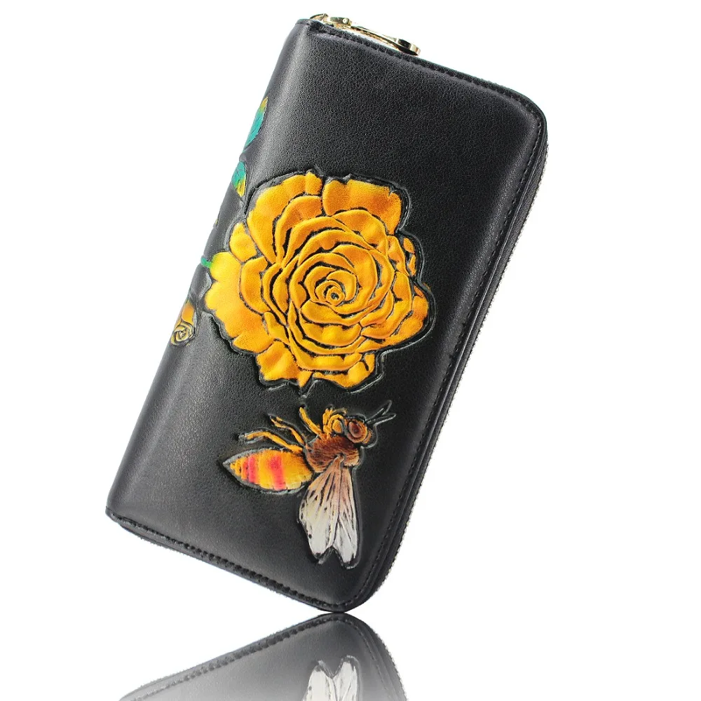 

Genuine Italian wallet purses clutches all bags fashion carved rose bee temperament clutch accept custom logo wholesale