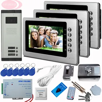 

SUNFLOWERVDP Outdoor Intercom System Monitor For Doorphone Whit Rfid Unlock Electronic Lock 7'' Color Touch Key Video Intercom