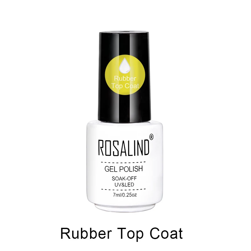 

ROSALIND 7ml Rubber Base&Top Coat Gel Polish Manicure Art Multi-Use Long Lasting Soak off Top Coat Nail Surface Protect