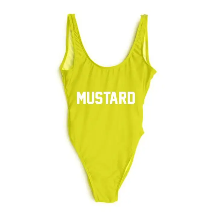 mustard swimming costume