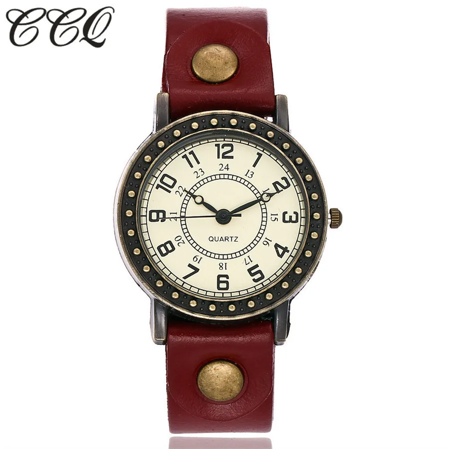 Vintage Fashion Simple Dial Watch Casual Cow Leather Quartz Watch Women Wristwatches Female Clock