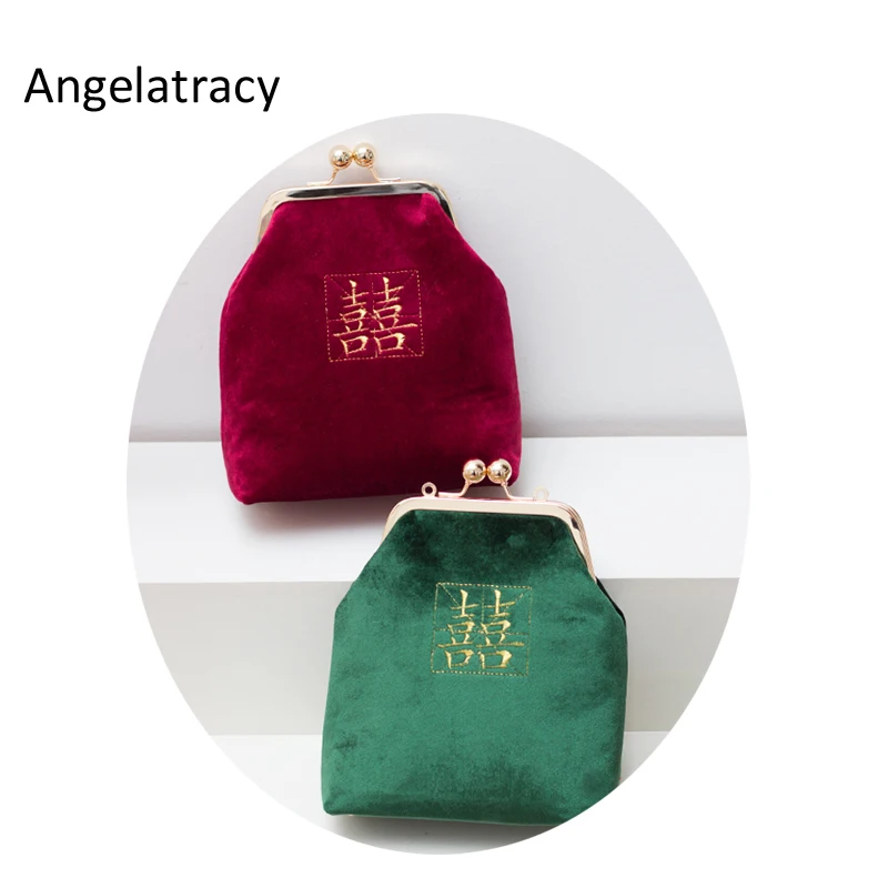 

Angelatracy 2018 China Character"Double Happiness" Clutch Bag for Women Velvet Messenger Bags for Women Velvet Lady Chain Bags