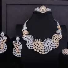 GODKI Super Luxury Leaf Drops Women Wedding Cubic Zirconia Choker Necklace Earring Bangle Ring Jewelry Set Jewellery Addict