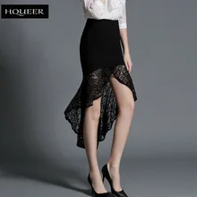 Новинка года; сезон весна-лето; кружевная Женская юбка в виде листьев лотоса; Черная пикантная юбка в виде ласточкин хвост