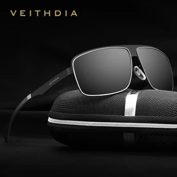 

VEITHDIA Stainless Steel Top Aluminum magnesium Polarized UV400 Men's Square Vintage Sun Glasses Male Eyewear Sunglasses For Men