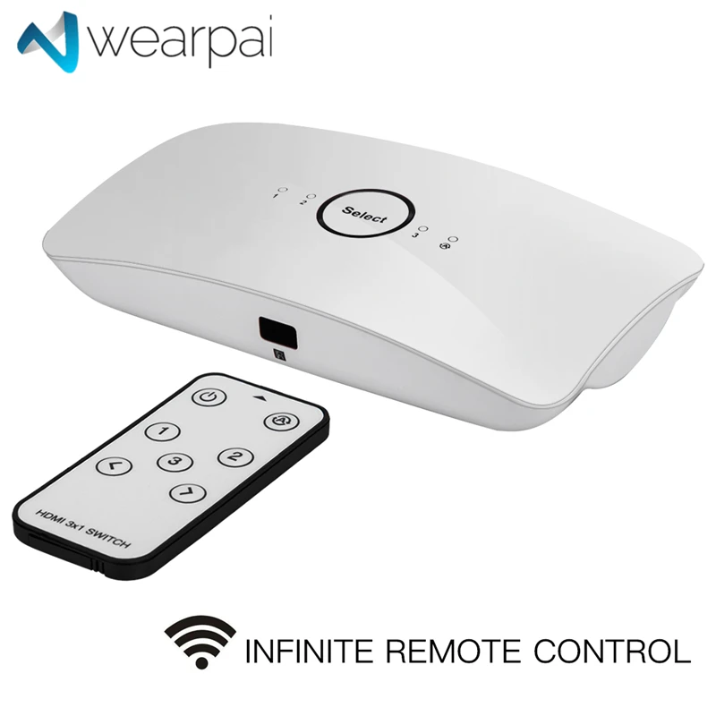 

Wearpai HDMI 2.0 Switcher 3 In 1 Out Three HDMI Inputs switch to one HDMI Output Support Remote control and HDMI auto switch