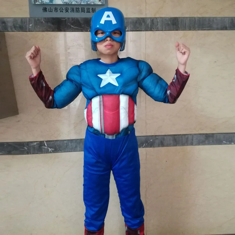 Classic Superhero Muscle Captain America Costume Avengers Endgame Cosplay Superman Halloween Party Costumes for Boys Girls