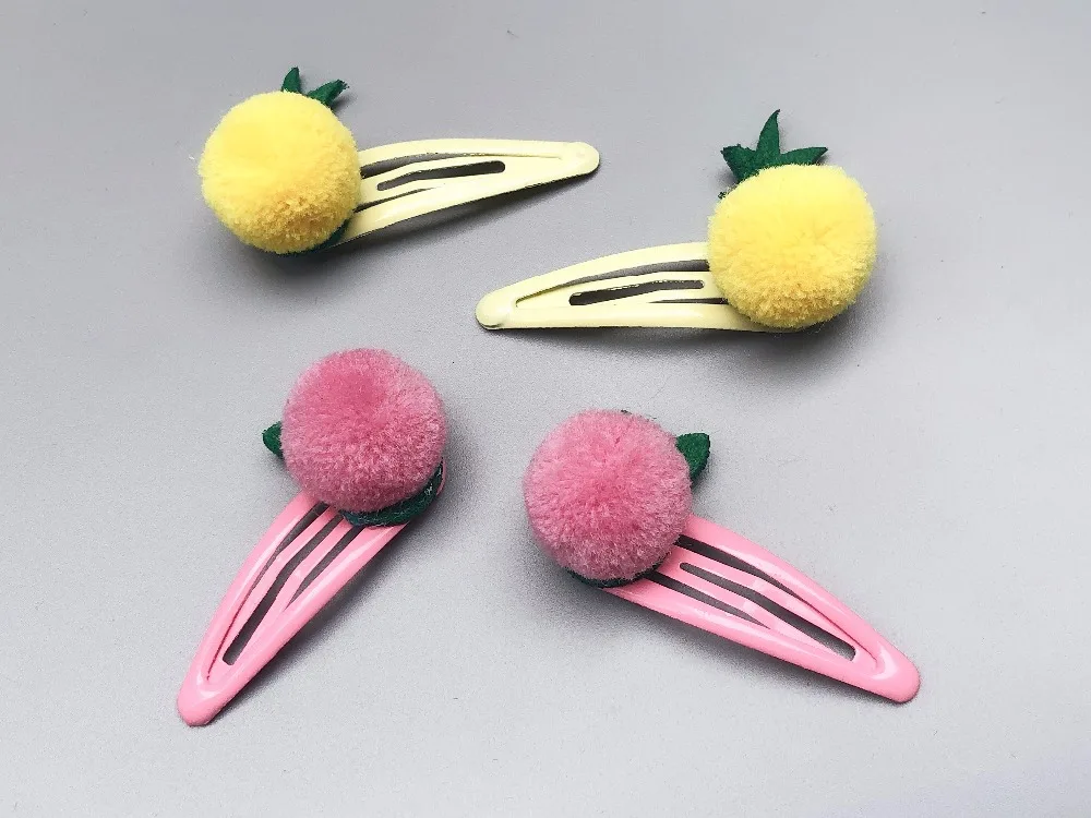 

Boutique ins 10Pairs Fashion Cute Felt Pom Pom Snap Clips Hairpins Mini Peach Pineapple Barrettes Princess Hair Accessories