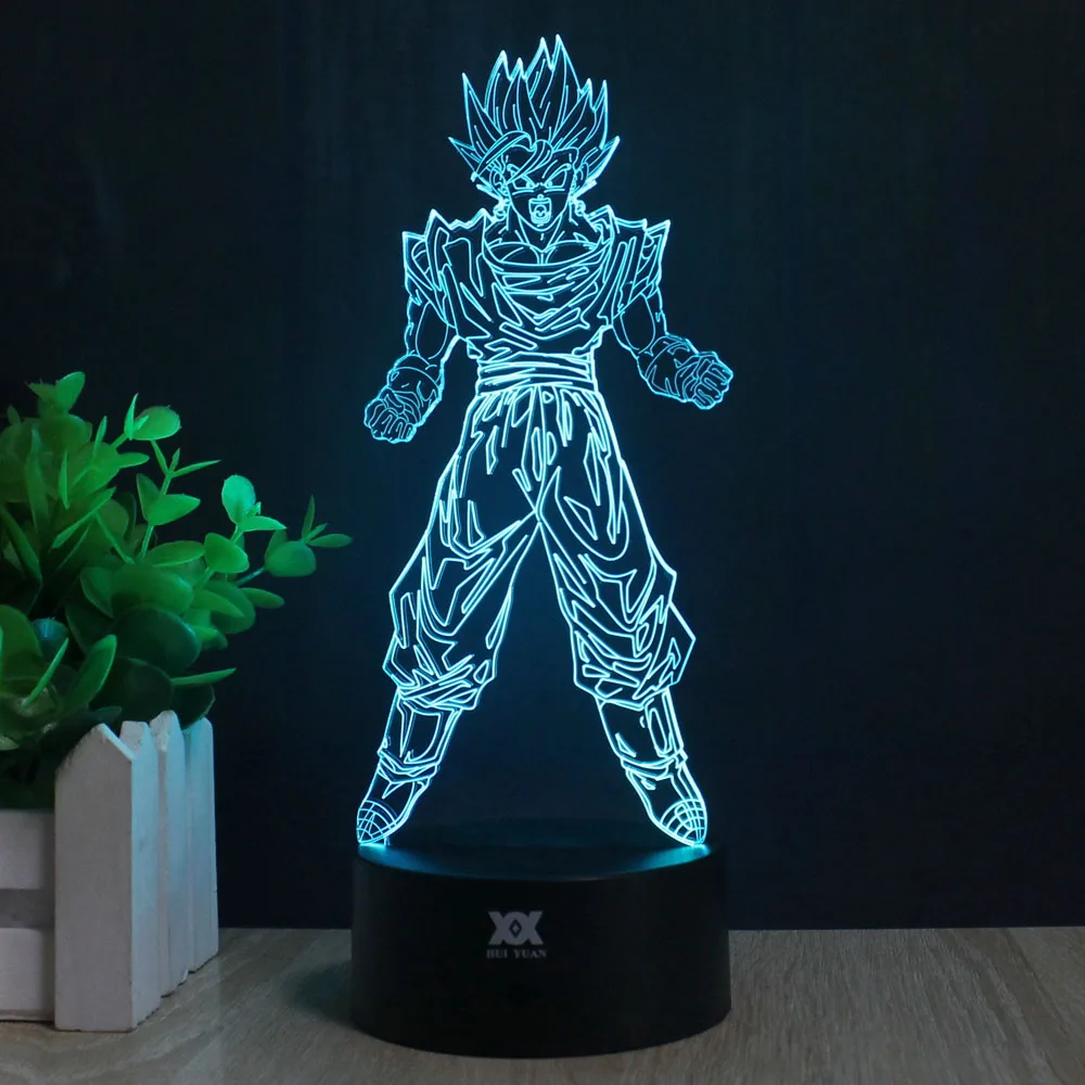 Dragon Ball Son Goku 3D лампа светодиодный 7 цветов дистанционное управление ночник USB оригинальное украшение Настольная лампа креативный