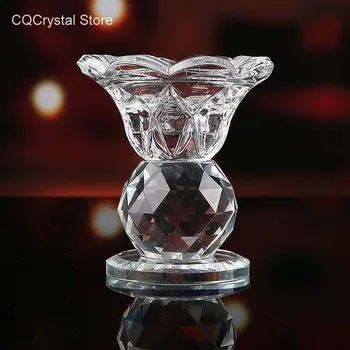 

CQ Crystal Glass Block Lotus Flower Metal Candle Holders Feng Shui Home Decor Big Tealight Candle Stand Holder Candlesticks