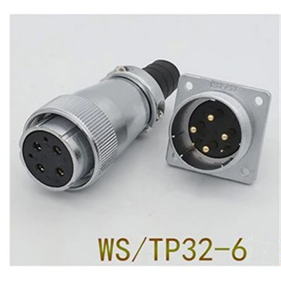 WS32-6Pin 1 комплект WS32 авиационным соединителем мужской и женский квадратный фланец Диаметр вала(мм): гнездо 4/6/8/10/11/12/13/14/19 Pin вилкой/корейский производитель кабелей авиации круговой разъем кабеля - Цвет: WS32-6Pin