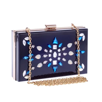 

Acrylic Evenning Bag Diamond Geometric Pattern Black Pmma Clutch Bag Long Chain Shoulder Handbag Crossbody Hardcase Clutches Bag